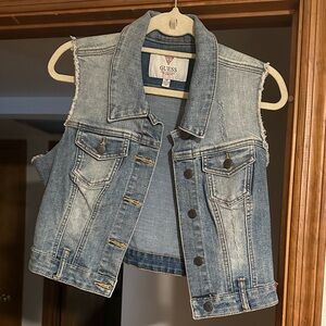 Guess Light Blue Denim Sleeveless Jacket
